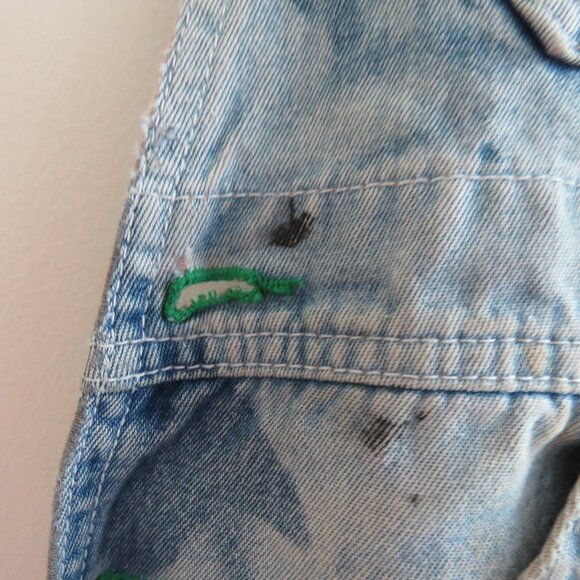 VINTAGE LIBERTY Cargo Carpenter Denim Overalls Acid Wash Hand Embroidered Work - Picture 5 of 16